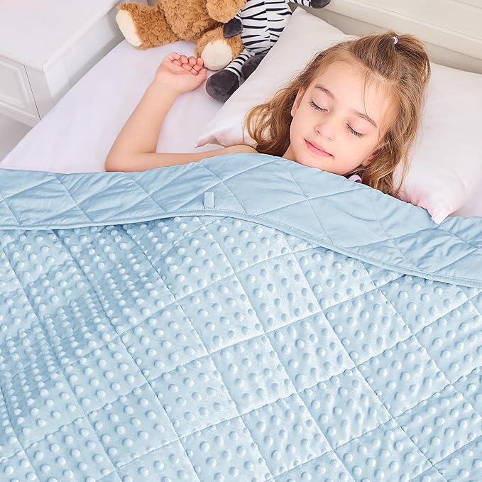 yescool Weighted Blanket 5 Pounds, Blanket Gifts for Boys and Girls, Small Weighted Throw Blankets Washable Heavy Blankets, Winter Weighted Comforter for 40-70lbs, 36 * 48in, Light Blue