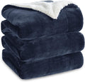 Bedsure GentleSoft Sherpa Fleece Blankets King Size for Bed - Thick and Warm Throw for Women and Men, Soft Fuzzy Plush King Blanket for Winter, Navy, 108x90 Inches