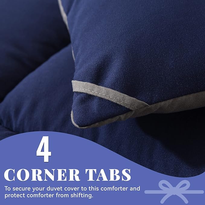 Cosybay Down Alternative Comforter (Blue/Grey, Twin) - All Season Soft Quilted Twin Size Bed Comforter - Duvet Insert with Corner Tabs -Winter Summer Warm Fluffy, 64x88 inches