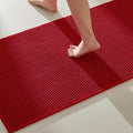 Christmas Bathroom Rugs Non Slip Washable, Super Absorbent Thin Bath Mat Quick Dry Low Pile Bathroom Rug, Red 20"x48"