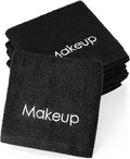 Panelee 13 Inch Makeup Washcloths Black Makeup Towels Cotton Face Wash Cloths Bulk Facial Remover Cleansing Towels Soft Cosmetic Water Absorbent for Women Hand Skin Care(12 Pcs)