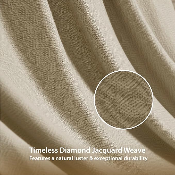 Twin Size Blanket, 70% Rayon (Derived from Bamboo) and 30% Cotton, Lightweight Jacquard Weave, Breathable and Soft Summer Blanket for Bed or Couch, 66” x 90”, Khaki