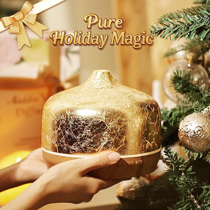 Porseme 500ml Essential Oil Diffuser Gold Plated Glass Aromatherapy Ultrasonic Humidifier - Auto Shut-Off, BPA Free for Home Hotel Yoga SPA Gift