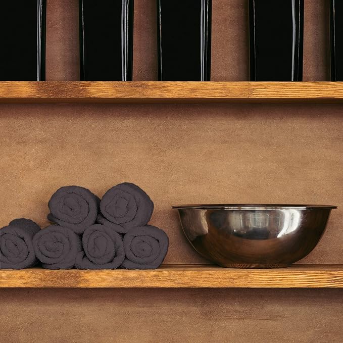 Arkwright Bleach Proof Salon Towels - Pack of 12 - Highly Absorbent, 100% Cotton, Quick Dry Spa Face Towel for Hair Stylist, Barber, Pedicure, and Esthetician, 16 x 28 in, Eggplant