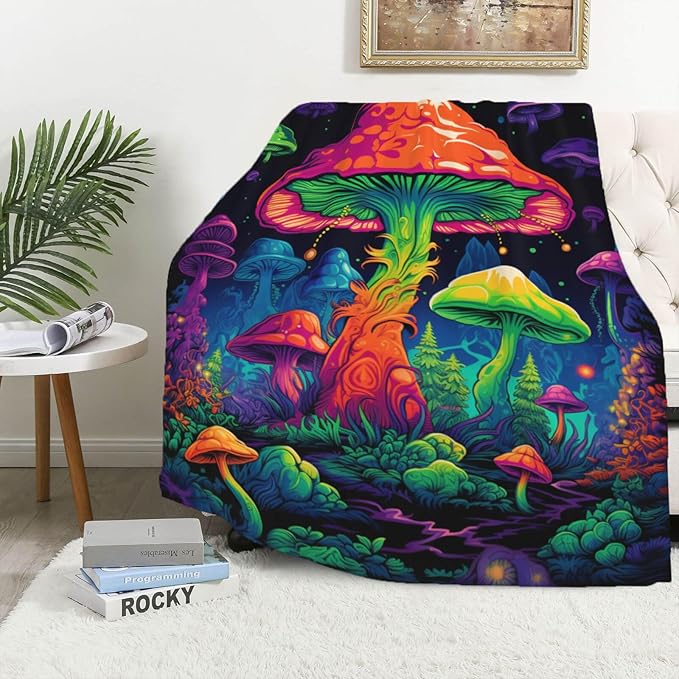 Mushroom Throw Blanket, Mushroom Gifts for Women and Men, Lightweight Fleece Home Decor, 40"×50", Machine Washable, No-Pilling