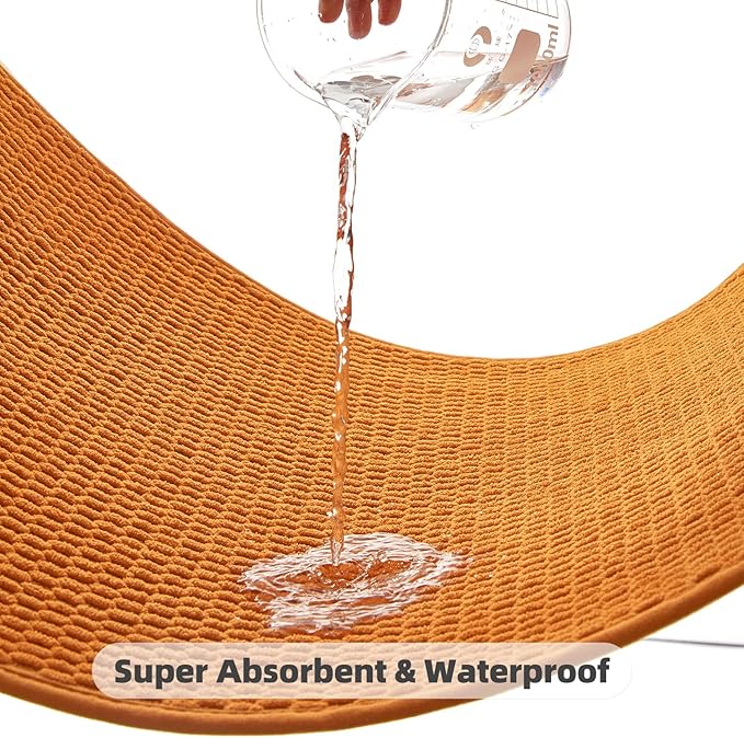 Bathroom Rugs Non Slip Washable, Super Absorbent Thin Bath Mat Small Quick Dry Low Pile Bathroom Rug, Orange 20"x30"