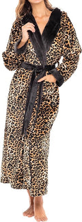 Alexander Del Rossa Womens Robe, Long Plush Bathrobe with Hood, Hooded Robes for Women Plus Size Bath Robe