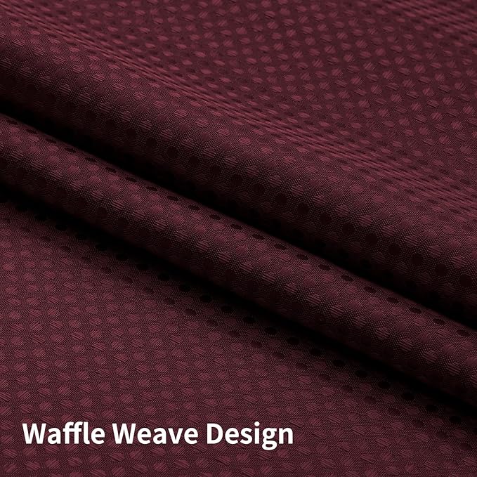 Colorful Star No Hook Waffle Shower Curtain with Snap in Fabric, Waterproof Shower Curtains with See Through Top Window, Hotel Luxury Heavy Duty Bathroom Curtain and Liner Set, 72'' x 75'', Burgundy