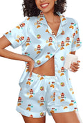 Ekouaer Women's Silk Satin Pajama Set Short Sleeve Pjs Shorts Set Comfy Button Down 2 Piece Sleepwear Loungewear