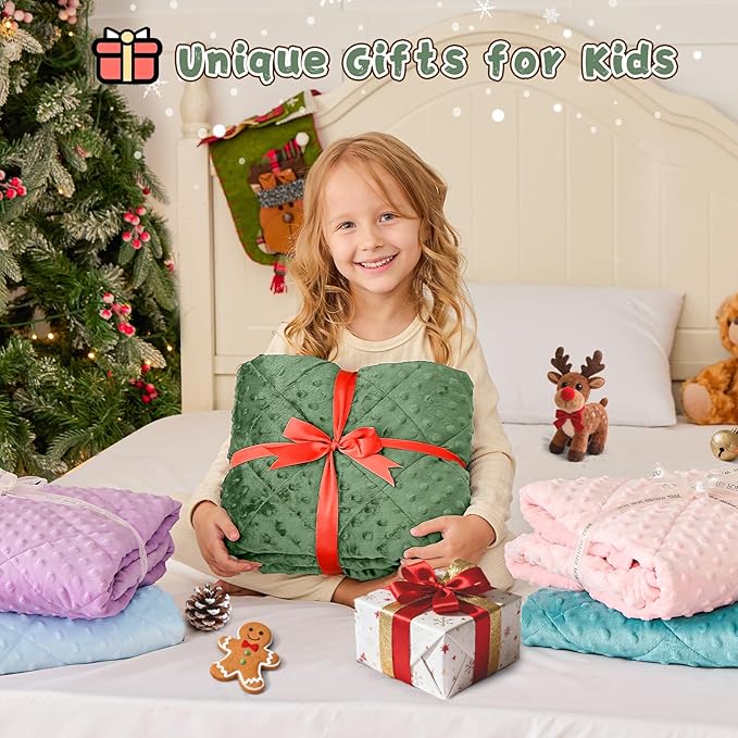 yescool Weighted Blanket 5 Pounds, Blanket Gifts for Boys and Girls, Small Weighted Throw Blankets Washable Heavy Blankets, Winter Weighted Comforter for 40-70lbs, 36 * 48in, Moss Green