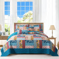 BEDIFANY Cotton California King Quilt Set - Farmhouse Bedspread with Vibrant Floral Pattern, 3-Piece Lightweight Oversized King Size Coverlet (108x118 Inch), All Seasons Multicolor Quilt Bedding Set
