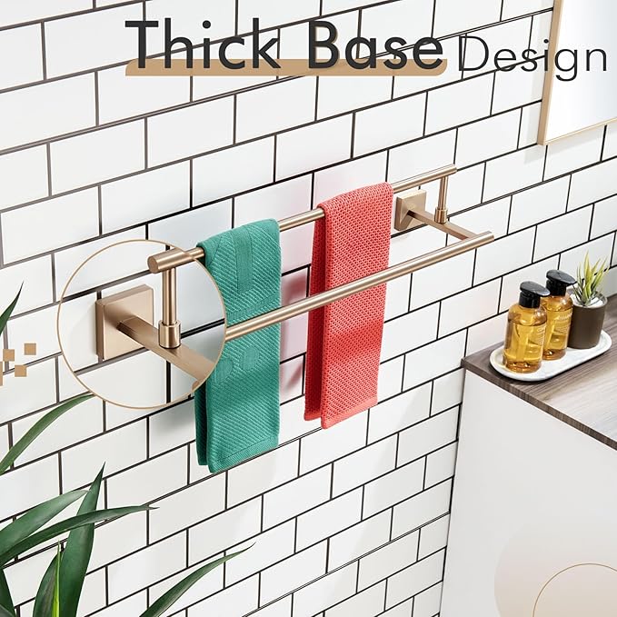 KOKOSIRI Towel Bars 24-Inch Bathroom Towel Holder Champagne Bronze Bath Towel Rails Racks Wall Mounted Stainless Steel B5009CPG-L24