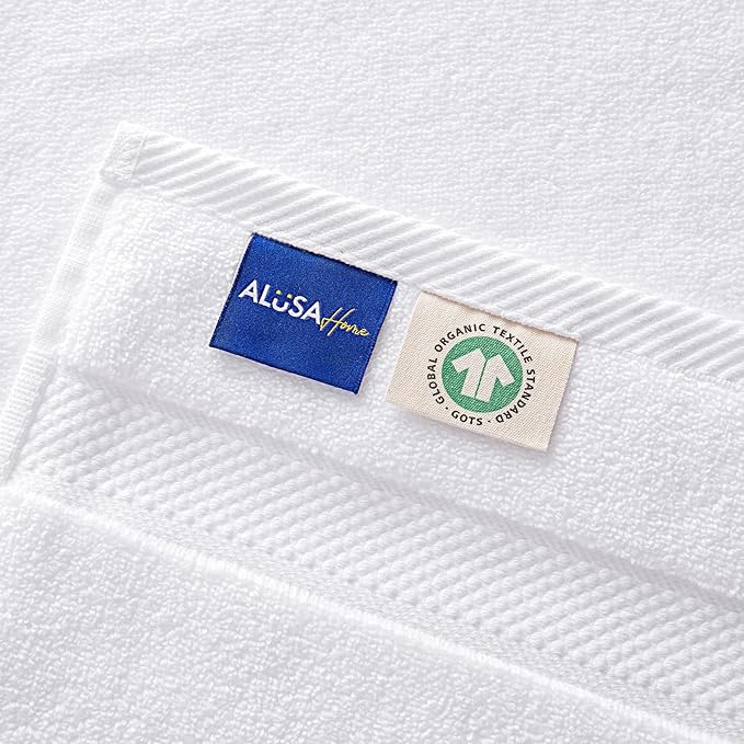 100% Organic Zero-Twist Cotton Towels - GOTS Certified Luxury Bath Towels - Ultra Soft & Plush 700GSM Long-Staple Cotton - 6 Piece Towel Set (White)