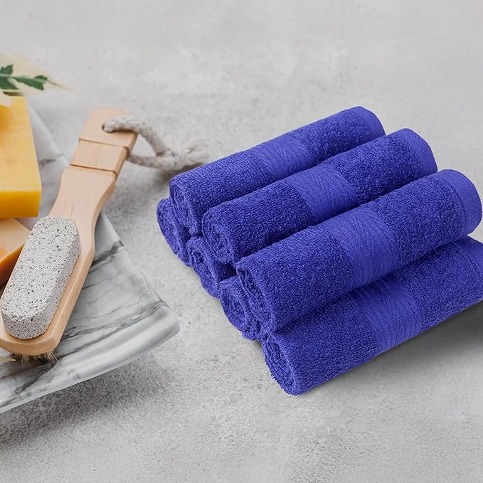 Amazon Basics Cotton Washcloths for Face, Soft, Absorbent, 12-Pack, Navy Blue, 12 Inch x 12 Inch