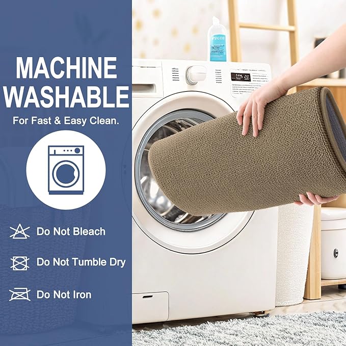 OLANLY Thick Memory Foam Bath Mat Rug 47x17, Extra Soft Absorbent Bathroom Rug, Quick Dry Bath Mats, Non-Slip, Machine Washable Carpet for Bathroom, Tub and Shower, Home Decor Accessories, Tan