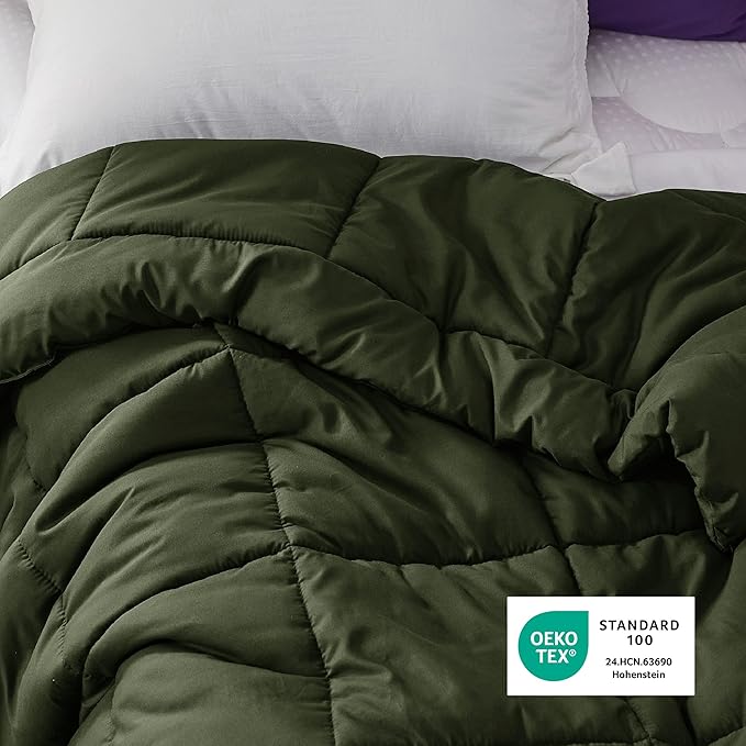 Bedsure Comforter Duvet Insert - Quilted Comforters Twin Size, All Season Duvet, GentleSoft Down Alternative Bedding, with 8 Tabs, Gifts for Women/Men, Olive Green, Twin 88 x 68 Inches