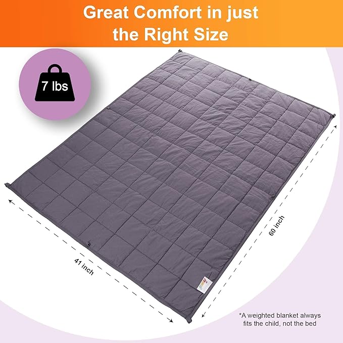 hazli Super-Soft Kids Weighted Blanket 7 Pounds - Easy to Clean, Washable Minky Cover - 41x60 Inches Child Heavy Blanket for Girls and Boys Small
