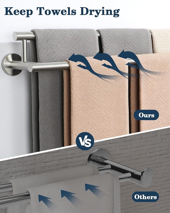Alise Double Bath Towel Bars Towel Racks for Bathroom Lavatory,32 Inch Wall Mount Towel Holder SUS304 Stainless Steel Towel Hanger Towel Rail,GYT6902-800-LS Brushed Nickel