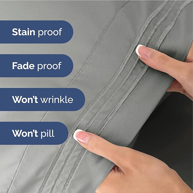Cal King Size 4 Piece Sheet Set - Extra Soft, Breathable & Cooling - Hotel Luxury Durable Bed Sheets for Women & Men - Deep Pockets, Easy-Fit & Wrinkle-Free - Slate Grey Oeko-Tex