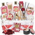 Christmas Gifts for Women - 19-Piece Luxury Rose & Cherry Blossom Spa Gift Basket Set Bath and Body Gift Sets Care Kit with Necklace | Valentine's Day, Mothers Day Gifts Baskets for Mom, Wife