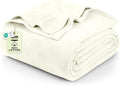 Utopia Bedding Ivory 100% Cotton Blanket [Twin Size - 90x72 Inch] 350GSM Lightweight, Soft and Breathable Thermal Blanket for All Seasons