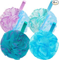 Bath Loofah Shower Sponge Body Back Scrubber Soft Mesh Shower Puffs Exfoliating Loofa for Women & Men Bath Accessories Cleaning Tool (4Pcs 75G, Extra Large)