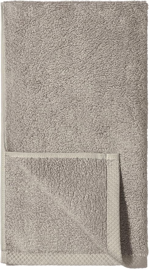 Amazon Basics 100% Cotton Quick-Dry Hand Towel, 8-Pack, Platinum, 28" x 16"