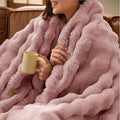 Bedsure GentleSoft Fluffy Faux Fur Throw Blanket for Couch, Soft Fuzzy Bubble Blanket Home Decor Gifts for Bedroom Living Room, Thick Warm Furry Cozy Gifts for Women, Dusty Rose, 50x60 Inch