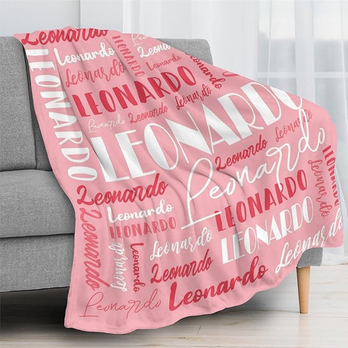 Name Blanket Personalized Blanket for Adult Kids Flannel Customize Throw Blanket Custom (Color 01, 30 x 40 Inches)