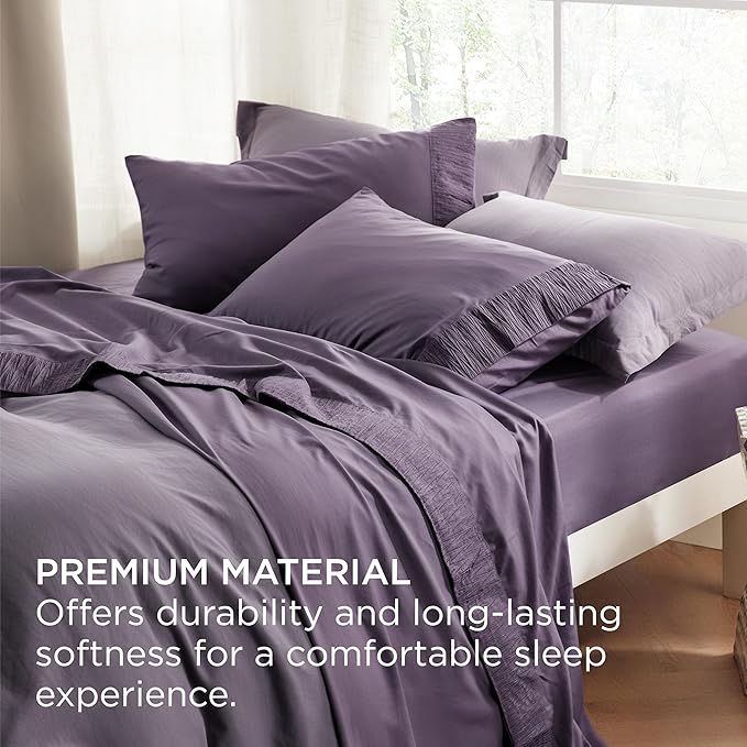 Bedsure Full Size Bed Sheets - 4 Pieces Soft Full Sheet Set - Breathable & Cooling - Hotel Luxury - Easy Care Polyester Microfiber Bedding for Women, Men, Dusty Purple