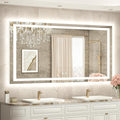 TETOTE 55 x 30 LED Bathroom Mirror with Frontlit and Backlit, Brighter Light up Bathroom Vanity Mirror with Lights, 3-Color Dimmable Lighted Vanity Anti Fog Mirror, Waterproof, Shatterproof