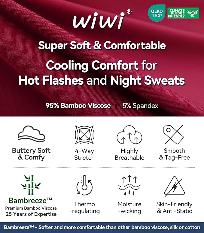 WiWi Women's Robe Long Sleeve Bathrobe with Pockets Soft Kimono Spa Lightweight Robes Bamboo Viscose Loungewear S-XXL