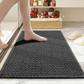 Bathroom Rugs Non Slip Washable, Super Absorbent Thin Bath Mat for Small Quick Dry Low Pile Bathroom Rug, (Black, 32″x20″)