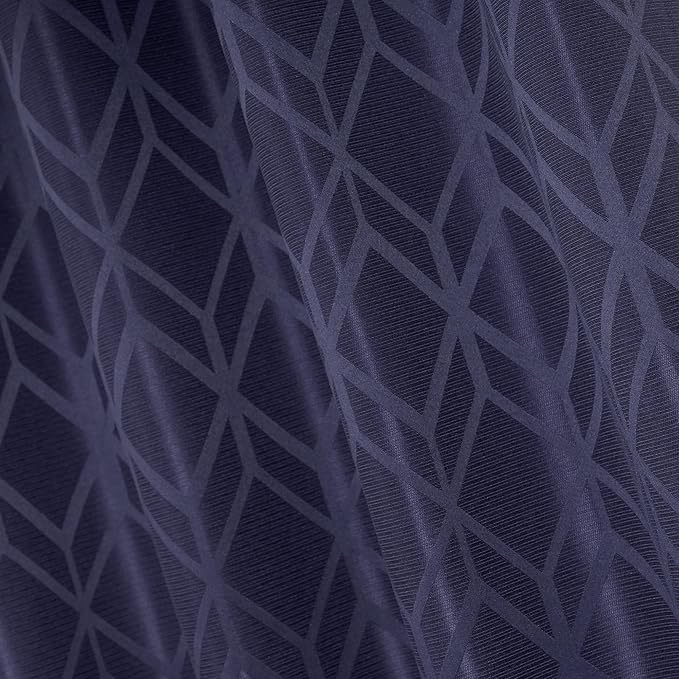 Amazon Basics Jacquard 2-Piece 100% Blackout Curtains, Living Room and Bedroom Drapes, Thermal Insulated Window Treatment, 52"x95", Dark Blue