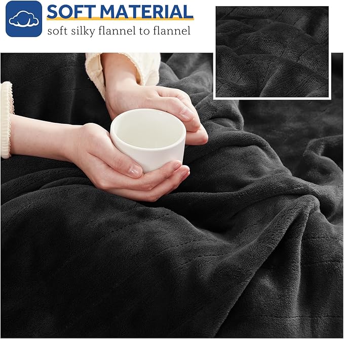 Sealy Heated Blanket Throw, Flannel Electric Blanket with 6 Heating Settings & 2-10 Hours Auto Shut Off, Fast Heating & ETL Certification, 50x60 Inch, Dark Grey