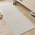 AMOAMI Chenille Bath Mat Super Absorbent Bathroom Mat Quick Dry Low Pile Bath Mats for Bathroom Washable Rubber Backed Bathroom Runners Fit Under Door, Front of Bathtub, Sink, Beige&White 24"x70"
