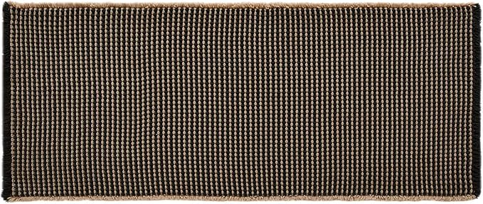 Waffle Bath Mat, Boho Bathroom Rugs Non Slip Washable Super Absorbent Quick Dry Bath Mat Farmhouse Bathroom Decor, 48"x24" Khaki and Black