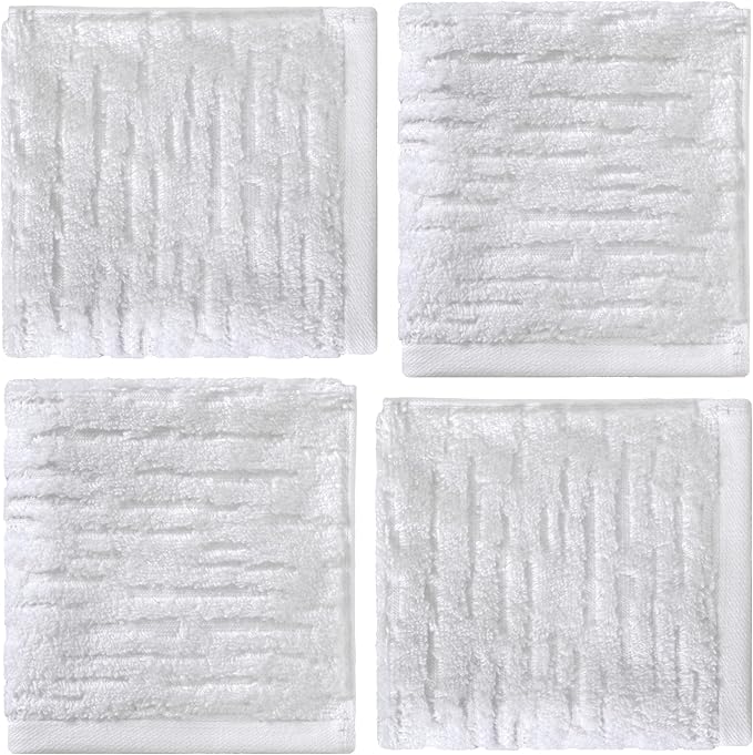 SKL Home CloudSoft Cotton Luxury 4-Piece Washcloth Set, White