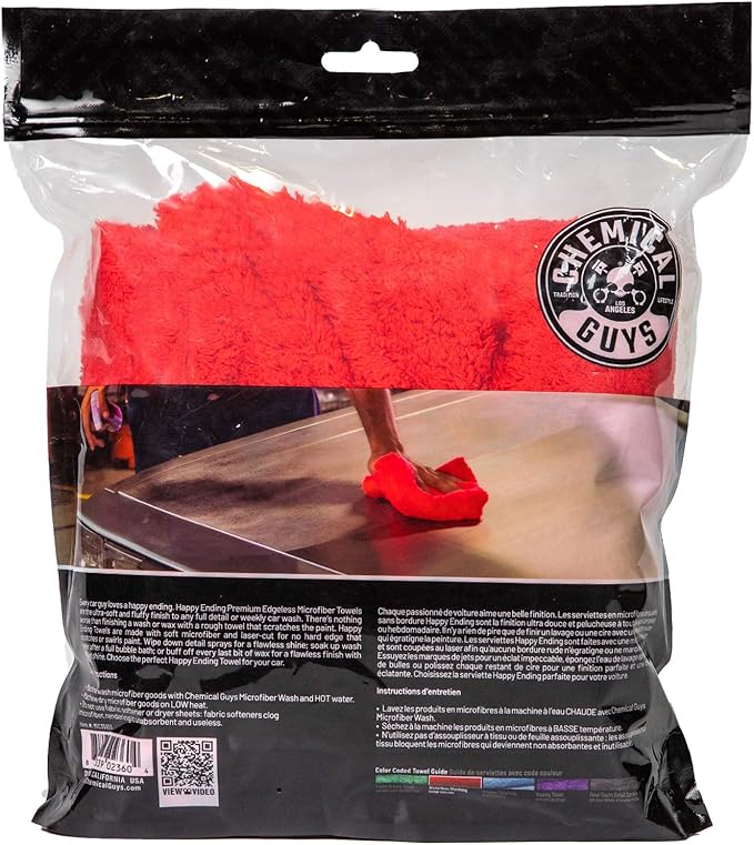 Chemical Guys Happy Ending Ultra Plush Edgeless Microfiber Towel, Red