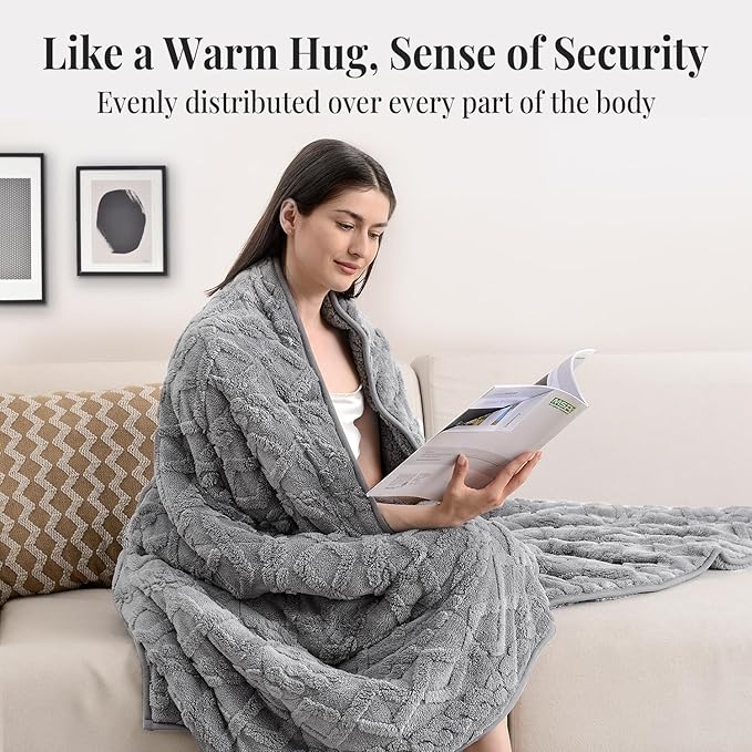 Topblan Weighted Blanket for Adults 20 lbs, Soft Cozy Warm Weighted Throw Blanket with Dual Sided Sherpa, Fuzzy Fluffy Adlut Heavy Blanket for Sleeping and Relaxing, Grey, 60 x 80 inches