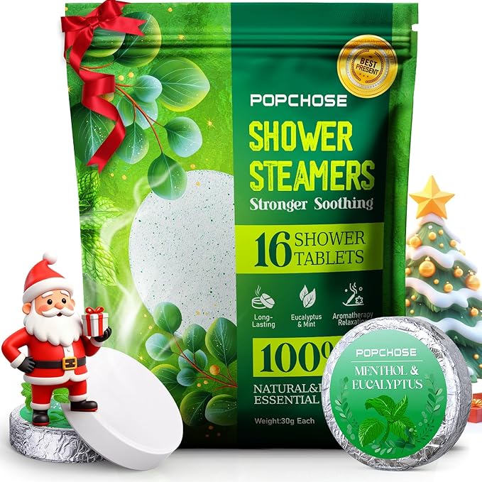 Shower Steamers Aromatherapy 16 Pack, Stocking Stuffers Christmas Gifts for Women, White Elephant Gifts for Adults, Eucalyptus for Shower Quick Relief Nasal Congestion, Self Care & Home Spa Relaxation
