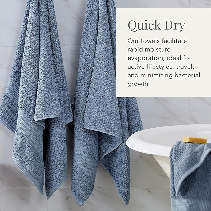 NY Loft 100% Cotton Towel Set 6 Piece | Super Soft & Absorbent Quick-Dry 2 Bath Towels 2 Hand Towels and 2 Washcloths |Textured and Durable Cotton | Trinity Collection (6 Piece Set, Flint Stone)