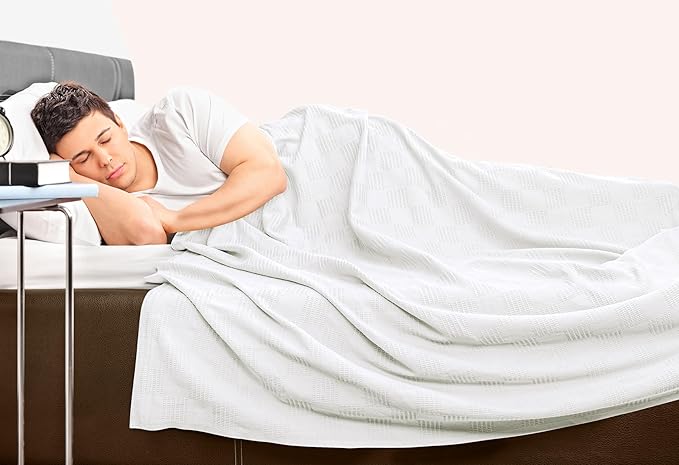 Utopia Bedding White 100% Cotton Blanket [Full Size - 90x84 Inch] 350GSM Lightweight, Soft and Breathable Thermal Blanket for All Seasons