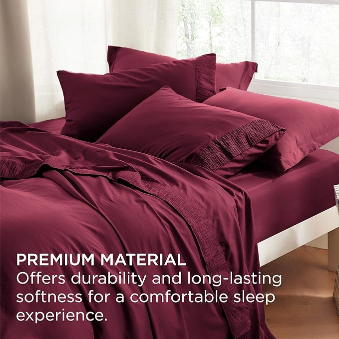 Bedsure California King Sheet Sets - 4 Pieces Soft Cal King Sheets - Breathable & Cooling - Hotel Luxury - Easy Care Polyester Microfiber Bedding for Women, Men, Red