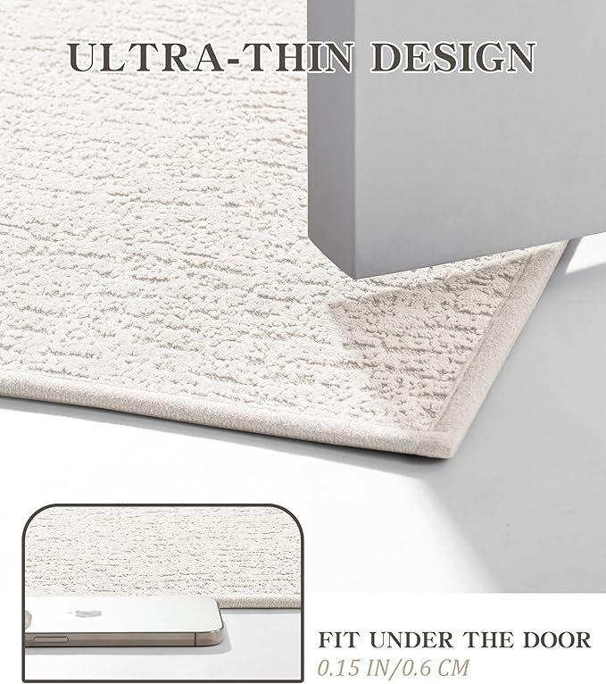 chakme Bathroom Rug Sets 2 Piece, Ultra Thin Bath Mat Quick Dry Bath Mat Set, Absorbent Bath Mat for Bathroom Non Slip Machine Washable, (White, 2 Piece)