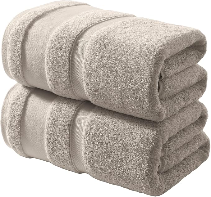 REDKISS 100% Cotton Bath Towels Set of 2, Extra Large Bath Sheets 35 X 70 Inches, 800 GSM, Quick Dry, Ultra Soft & Super Absorbent Bathroom Towel Sets for Bathroom, Gym, Spa, Pool & Hotel, Camel