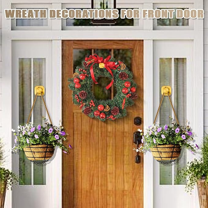 Suction Cup Hooks for Shower - Resuable Bathroom Hooks for Towels, Robes & Loofah - No-Drill Mounting on Kitchen,Walls,Metal,Glass,Mirrors,Tile & Smooth Non-Porous Surfaces (4, Brushed Gold)