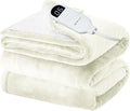Bedsure Electric Blanket Twin - Soft Flannel Heated Blanket, Fast Heating with 10 Time Settings & 6 Heat Settings, Warm Gift for Grandma (62x84 inches, Ivory)