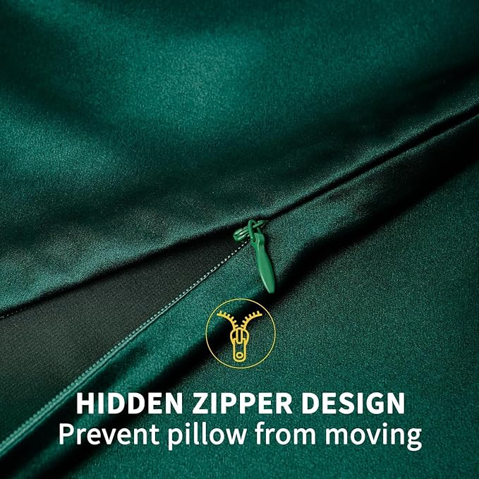 ZIMASILK 100% Pure Mulberry Silk Pillowcase for Hair and Skin Health,Soft and Smooth,Both Sides Premium Grade 6A Silk,600 Thread Count,with Hidden Zipper,1pc (King 20''x36'',Blackish Green)
