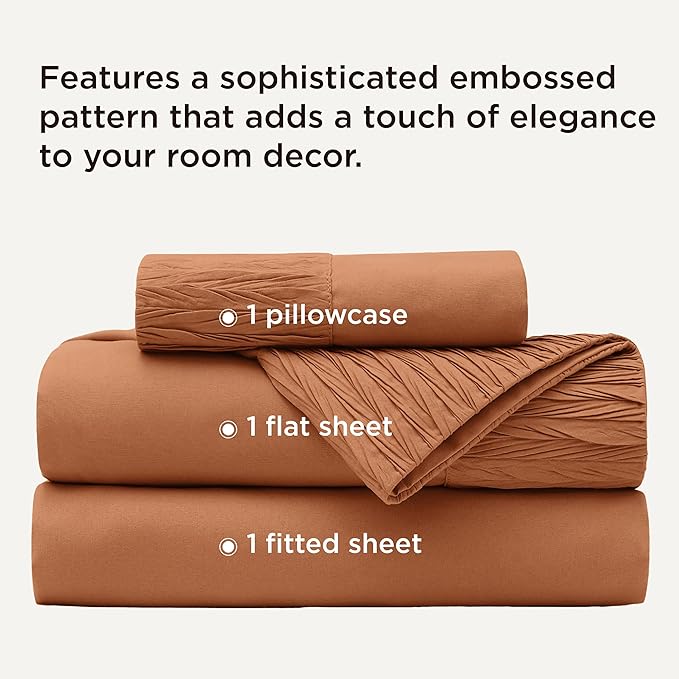 Bedsure Twin Sheets Set - 3 Pieces Soft Twin Bed Sheets - Breathable & Cooling - Hotel Luxury - Easy Care Polyester Microfiber Bedding for Women, Men, Terracotta